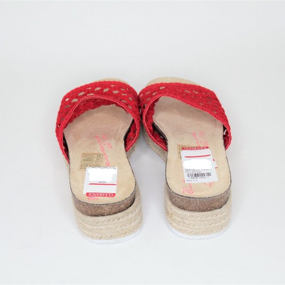 Vintage Havana | Red Open Weave Espadrille Slide - Picture 2 of 7